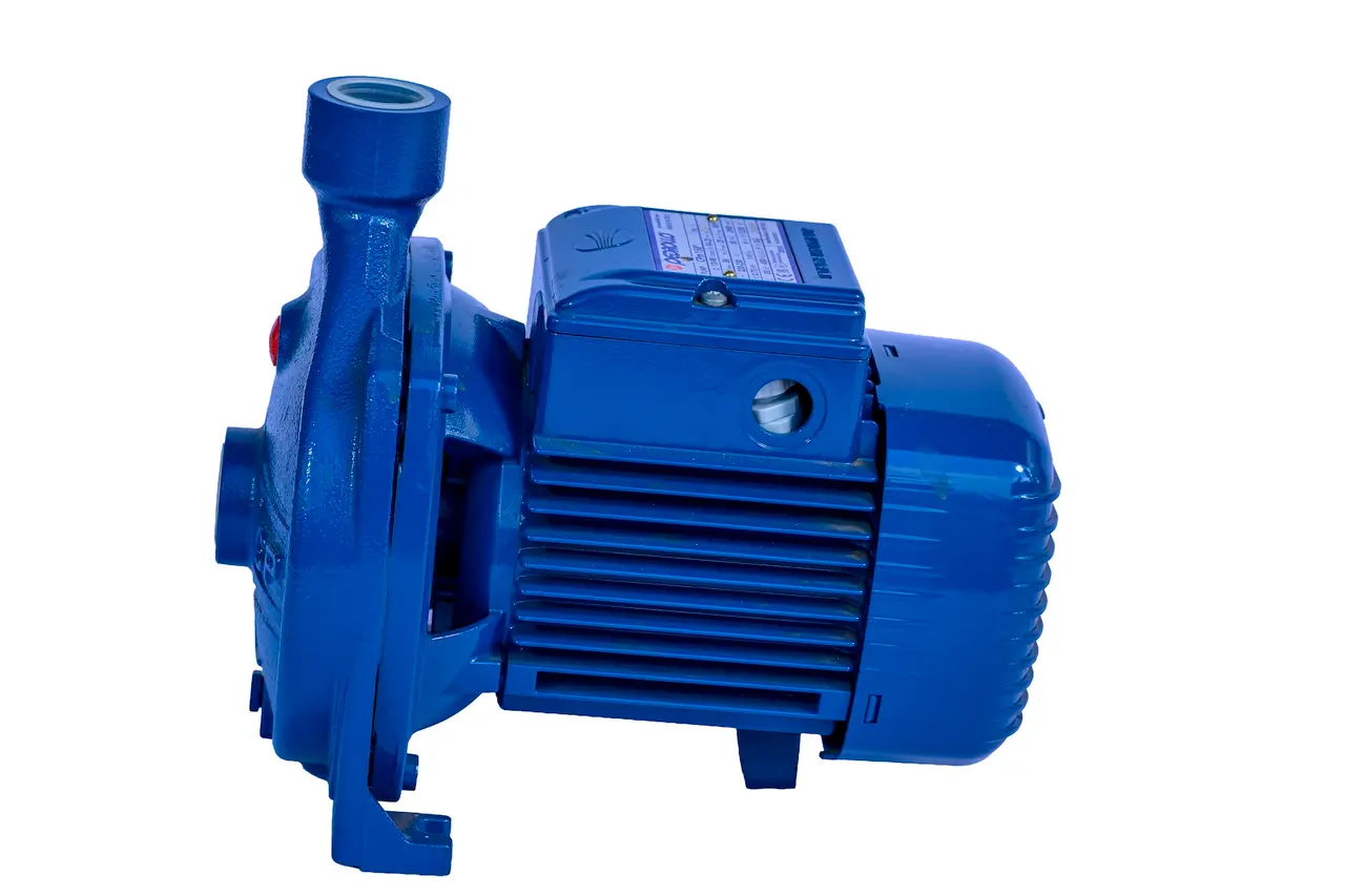 Side profile of the Pedrollo CPm 158 1HP blue centrifugal water pump