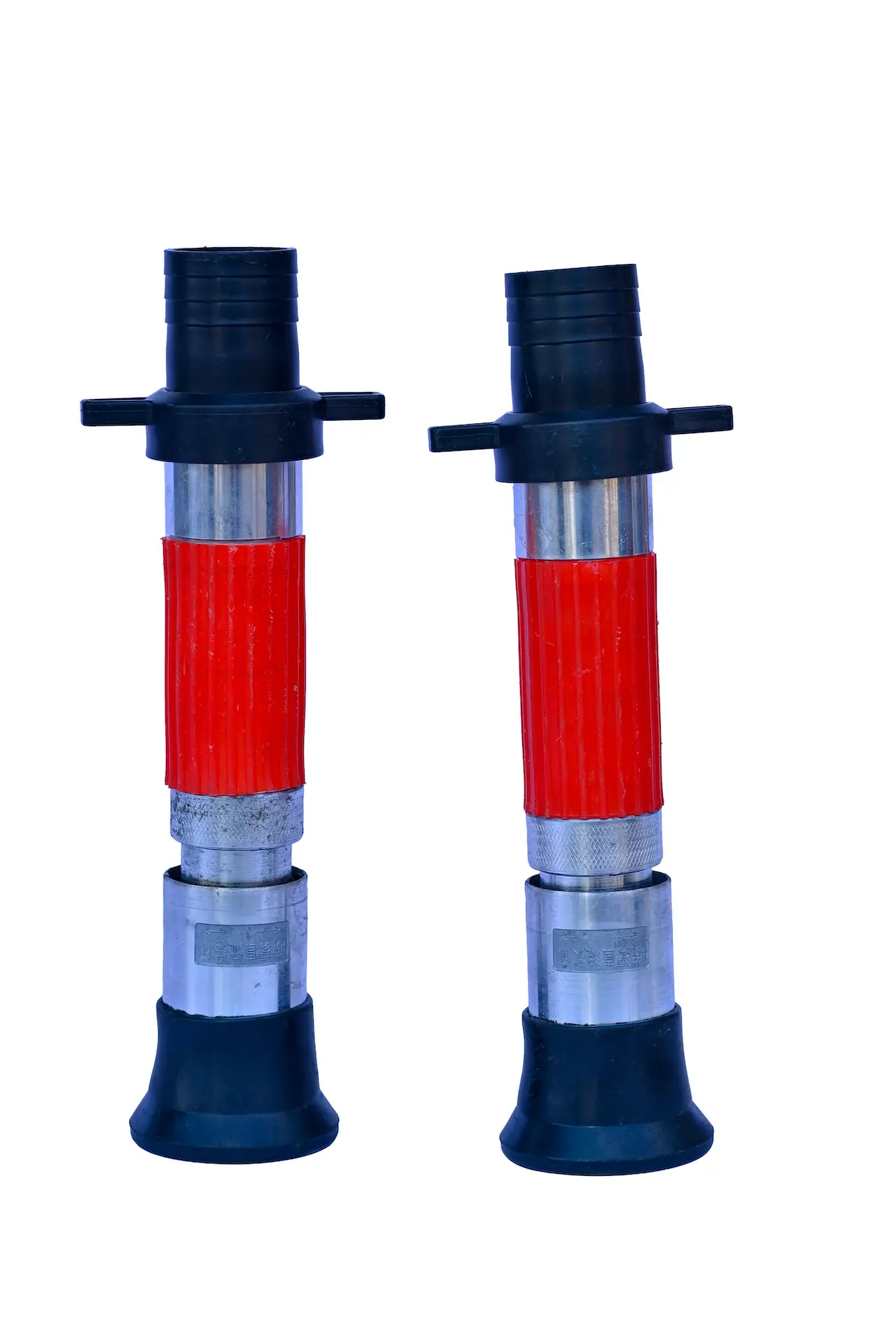 Side view of one heavy-duty adjustable nozzles showing the metal body and rubberized bumper